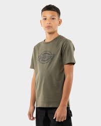 DICKIES - H.S Single Classic Fit Tee - Size  12 Youth - Rinsed Moss