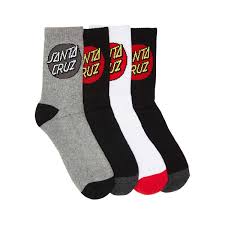 SANTA CRUZ - Size 7-11 - Classic Dot Crew Socks - 4 pack