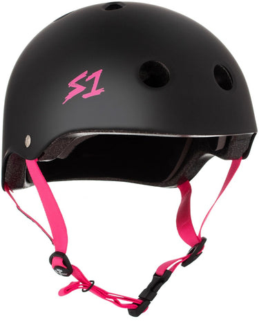 S-ONE Lifer Helmet - Black Matte/Pink Strap (20.5″-23.5″)