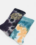 SANTA CRUZ US.2-8 Youth Crew Socks - Malba Crash Stack - Teal Tie Dye-Black (2 pair)