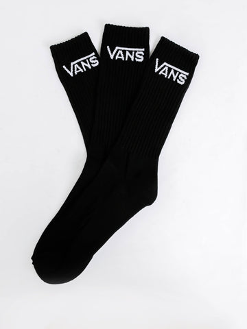 VANS - Classic Crew Socks - (Size Youth 10-13.5) Black 3 Pack