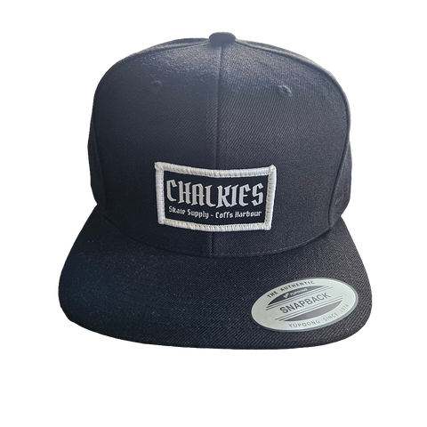 CHALKIES Skate Supply Patch Snapback Flat Cap - Black