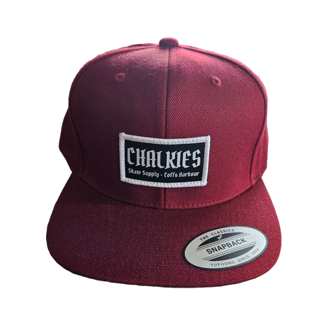 CHALKIES Skate Supply Patch Snapback Flat Cap - Maroon