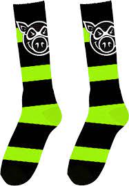 PIG - Socks - Pig Head Striped Tall - Acid Green - One Size