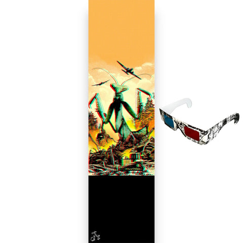 FRUITY 9" x 33" Grip Tape - Anaglyph Mantis with 3D Glasses