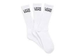 VANS - Classic Crew Socks - (Size 6.5-9) White 3 Pack