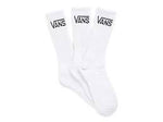VANS - Classic Crew Socks - (Size 9.5-13) White 3 Pack