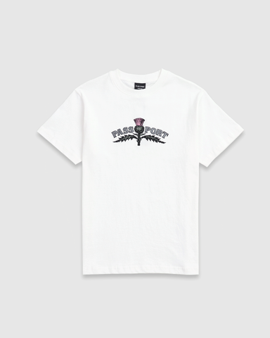 PASSPORT X-Large Tee - Thistle Embriodery - White