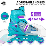 CRAZY SKATES 148 Adjustable Inline Skates - Teal Glitter