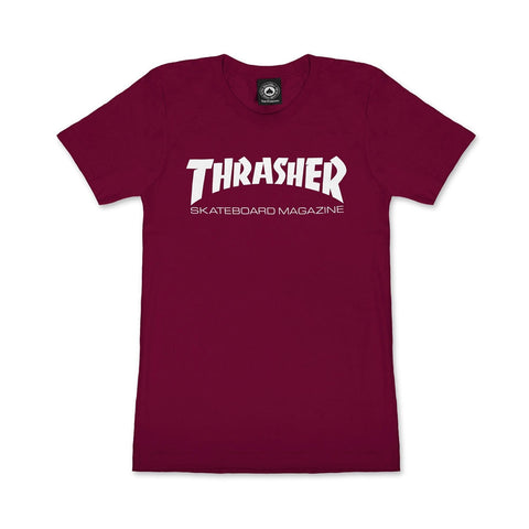 THRASHER Small Womens Tee - Skate Magazine - Maroon